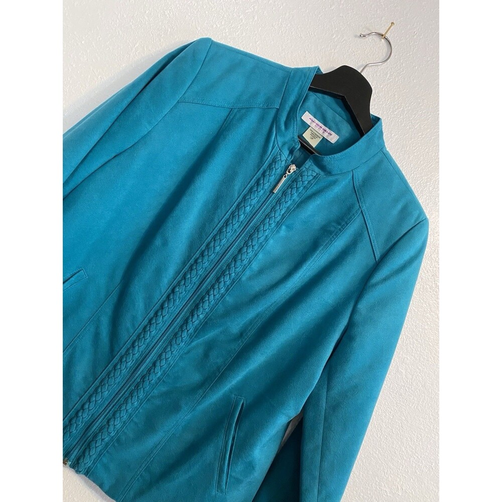 Vintage Petites 12P Zip Up Lined Jacket, Blue Turquoise, Feminine, Coquette C19